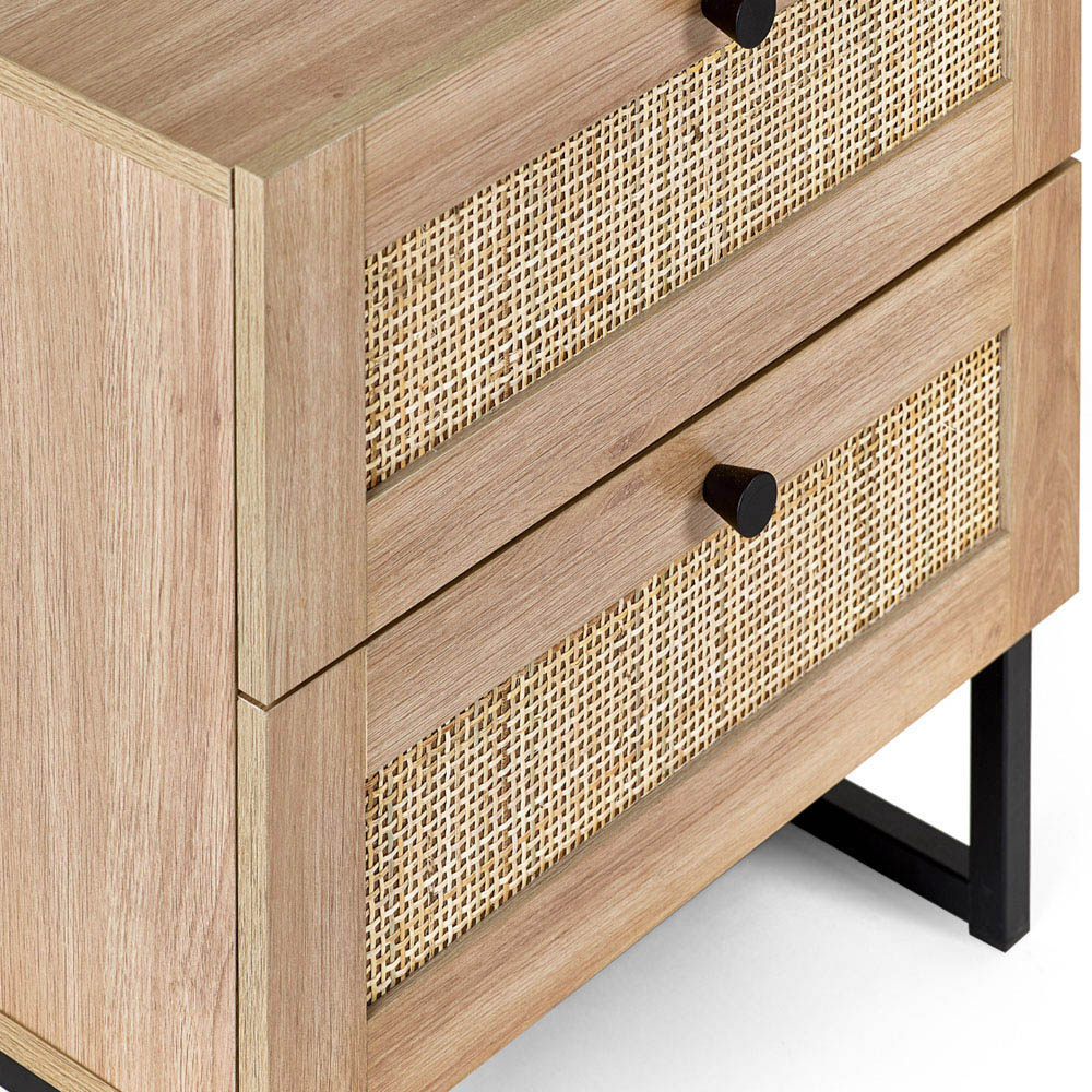 Julian Bowen Padstow 2 Drawer Oak Bedside Table Image 5
