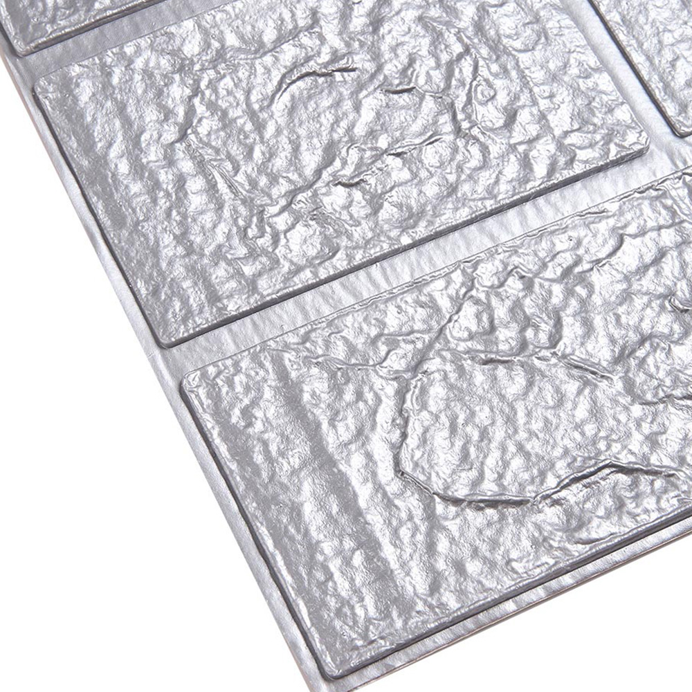 Living and Home 3D Brick Texture Silver Grey Wall Sticker 15 Pack Image 4