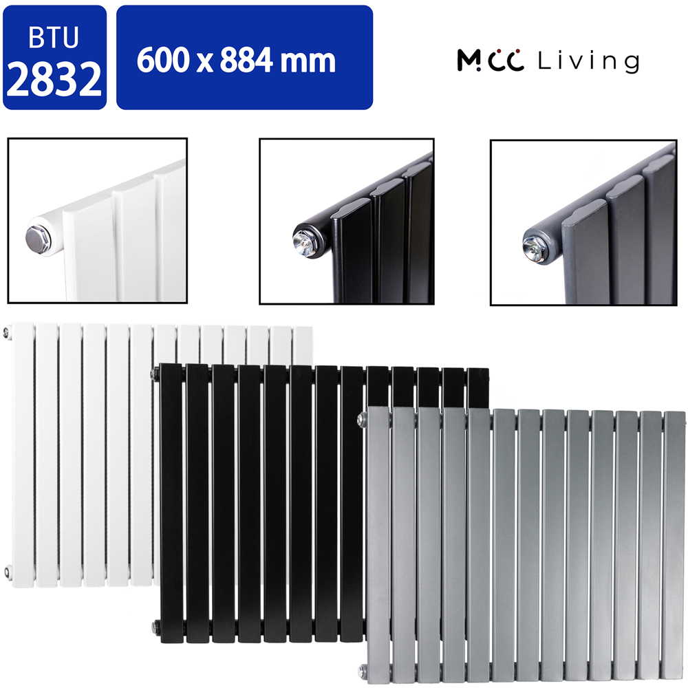 White 2832 BTU Single Flat Panel Vertical Column Radiator 600 x 884mm Image 4