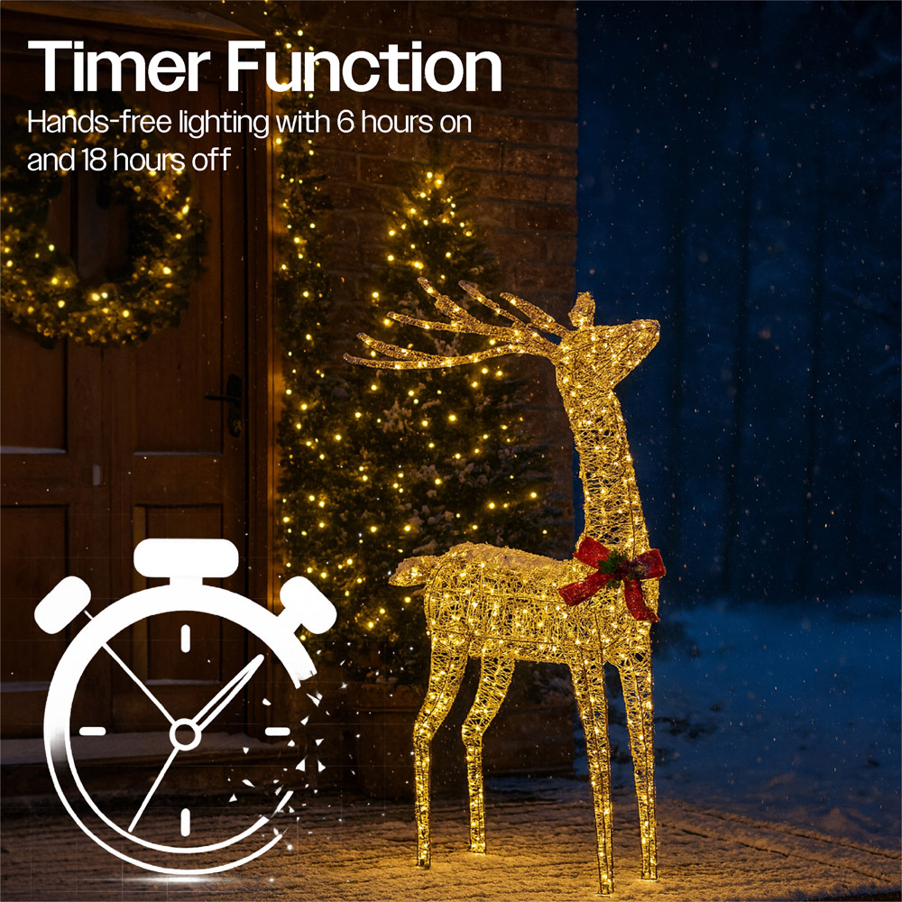 Xmas Haus Gold 450 Warm White LED Head Up Deer Christmas Decoration 4ft Image 7