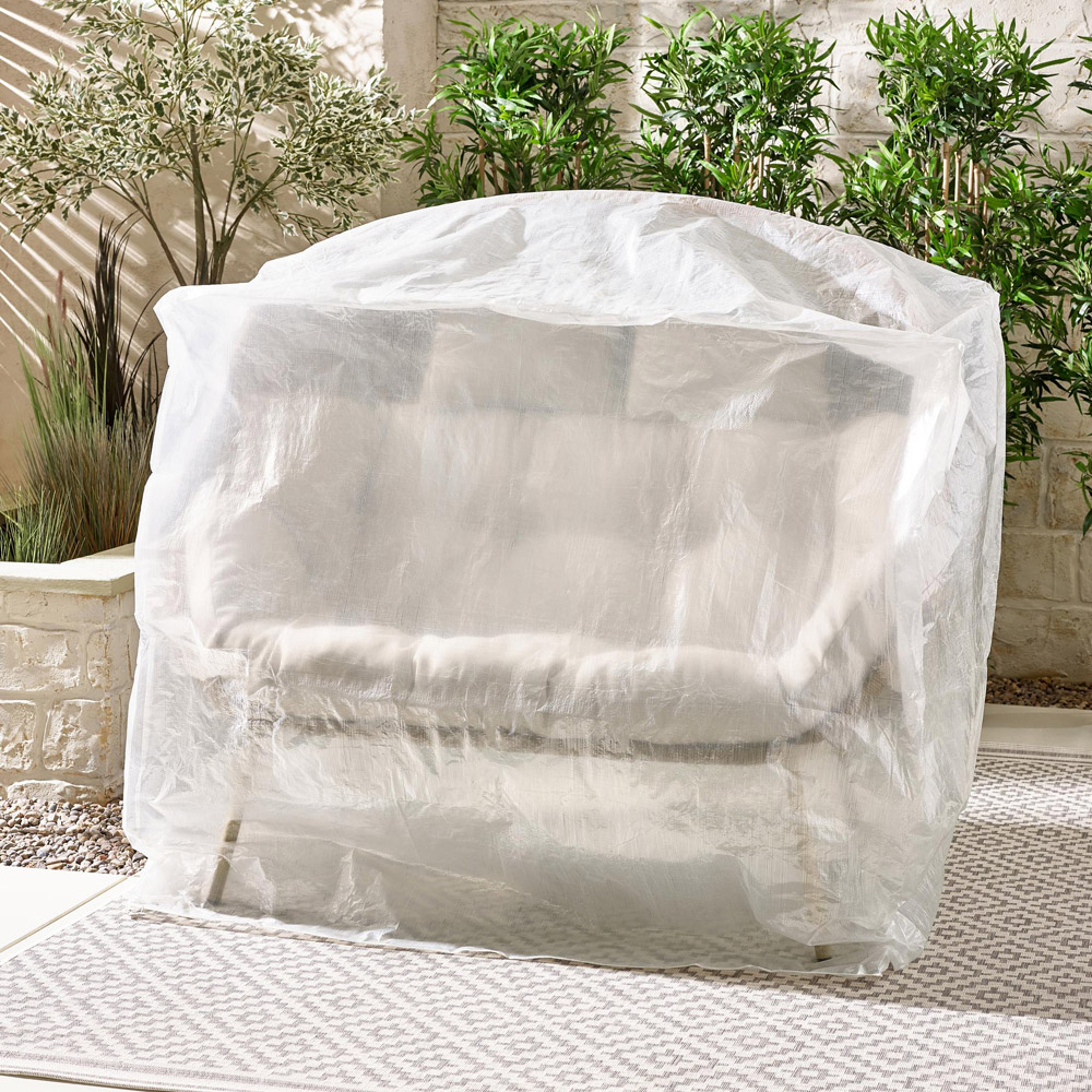 Furniturebox Veza 2 Seater Rattan Light Brown Egg Chair with Cream Cushion Image 7