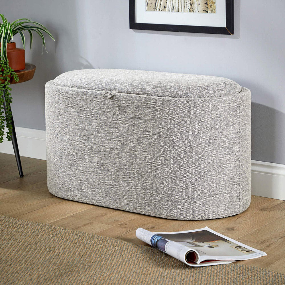 Home Source Merida Grey Reversible Tray Top Lid Storage Ottoman Image 6