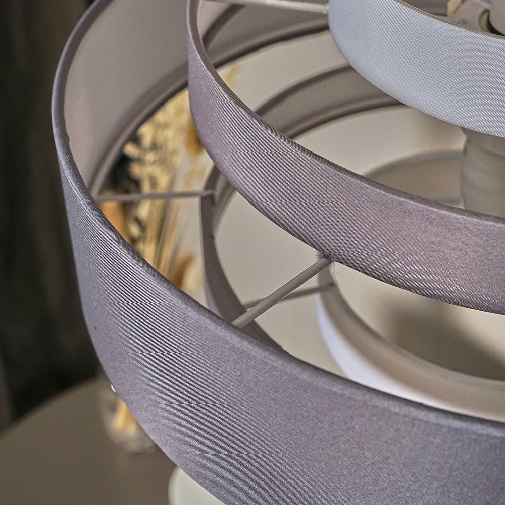 ValueLights Hampshire 3 Tone Grey Fabric 5 Tiered Ceiling Pendant Light Lamp Shade Image 6