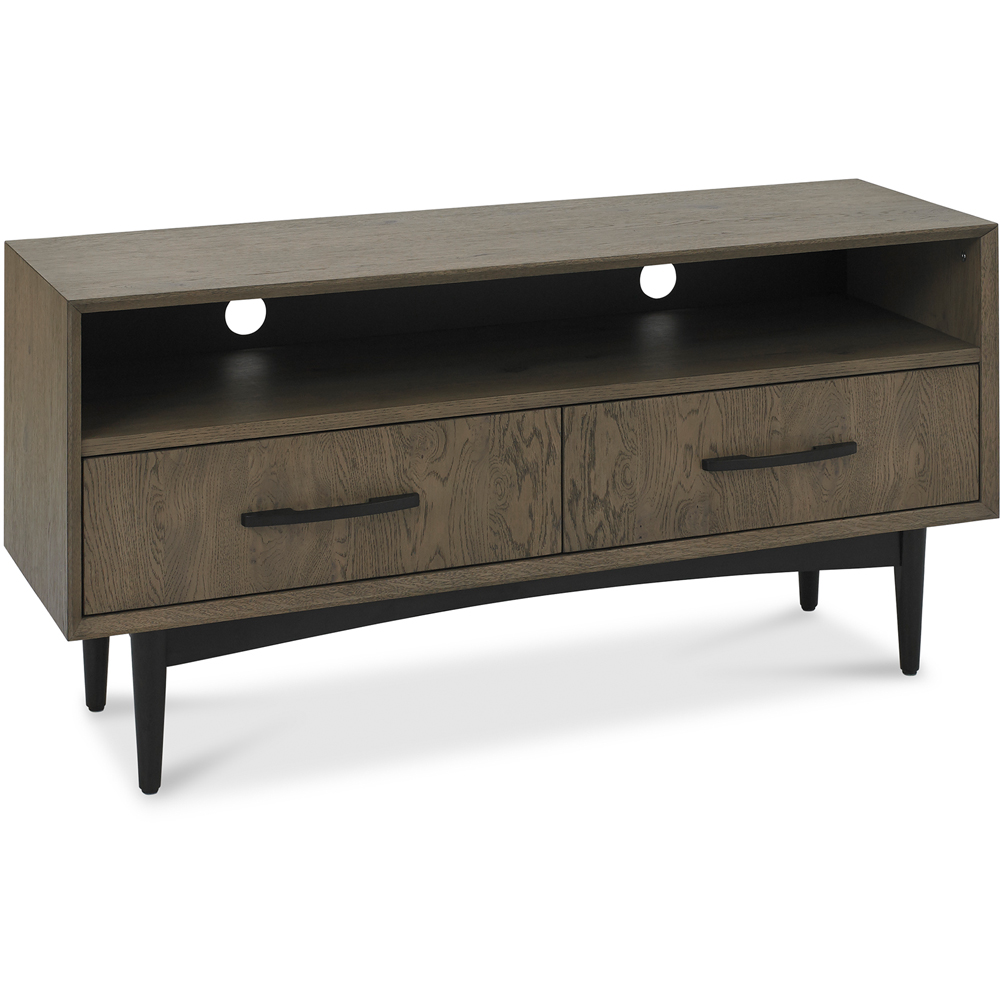Bentley Designs 2 Drawer Single Shelf Vintage Weathered Oak TV Unit Image 2