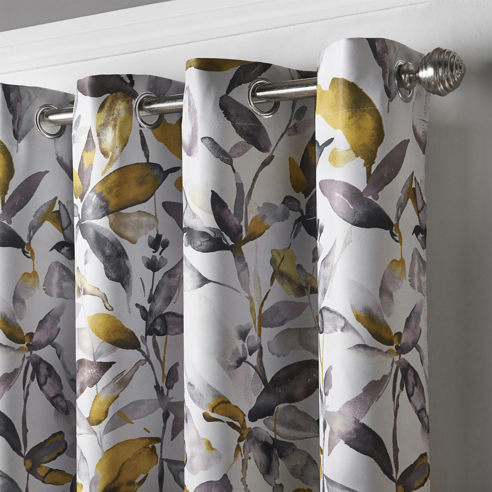 Alan Symonds Ochre Watercolour Blackout Ring Top Eyelet Curtains 168 x 137cm Image 4