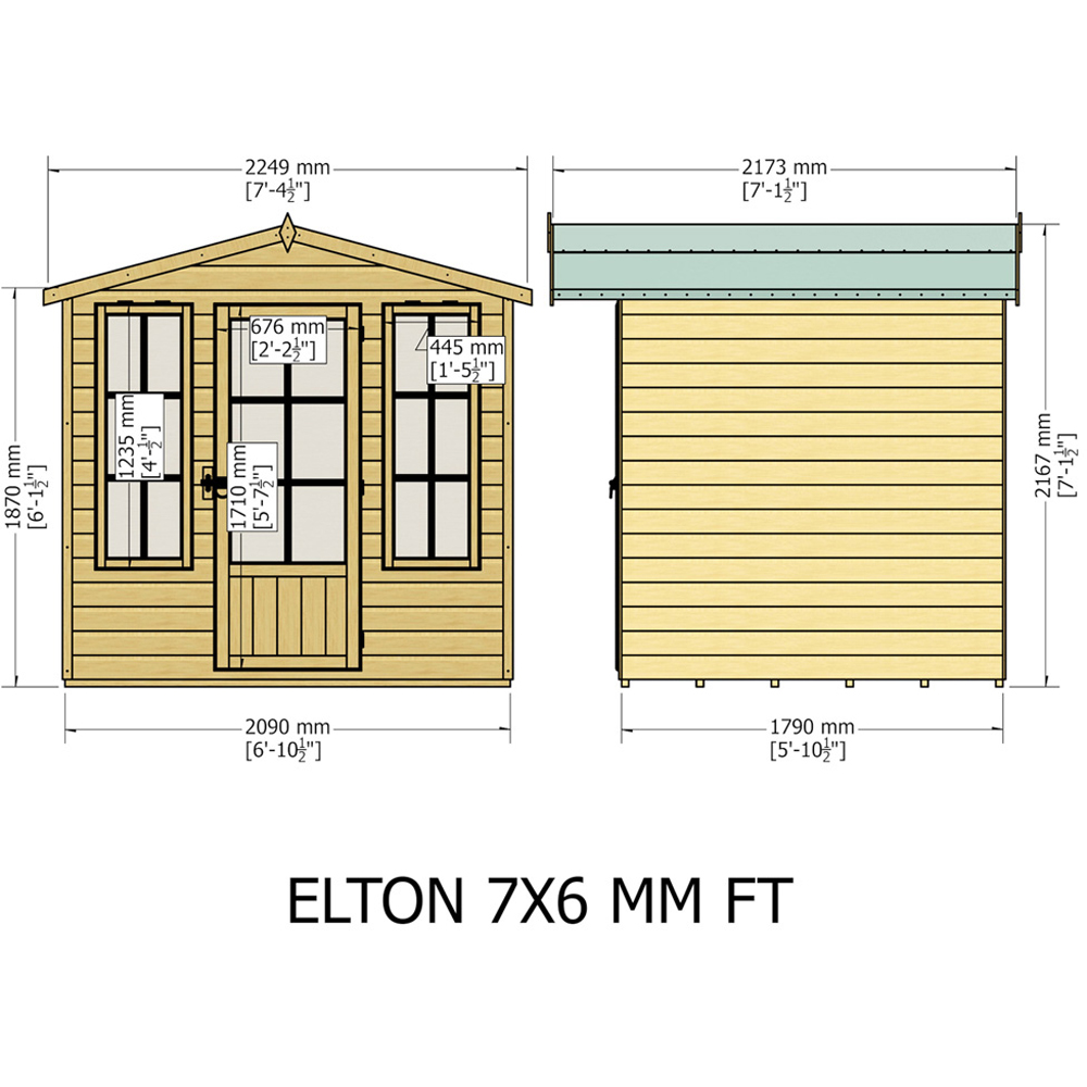 Shire Elton 7 x 6ft Shiplap Apex Summerhouse Image 7