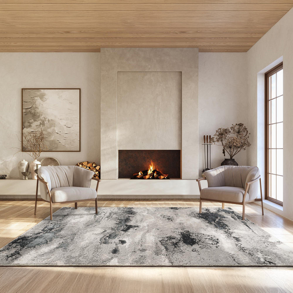 Desire Rugs Elysium Modern Abstract Action Metallic Mist Grey Rug 60 x 220cm Image 5