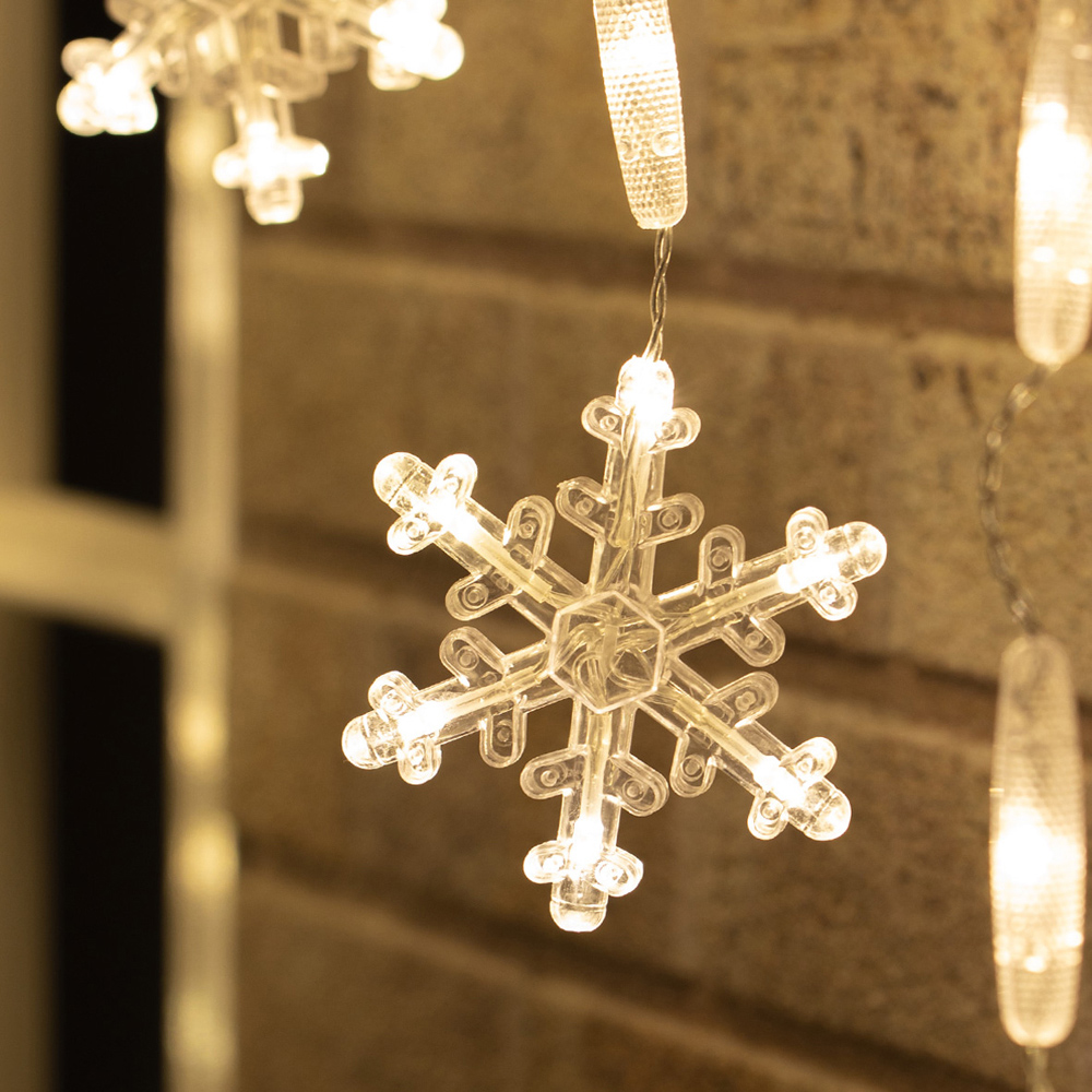 The Christmas Workshop 152 LED Warm White Snowflake Curtain String Light Image 4