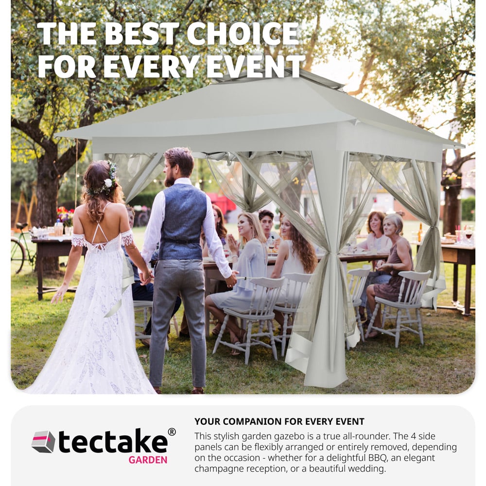 tectake Carabobo 3.64 x 3.64m Grey 4 Side Panel Gazebo Image 7