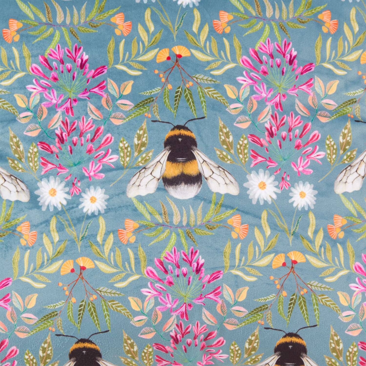 Zinnia Bee Cushion - Blue Image 2