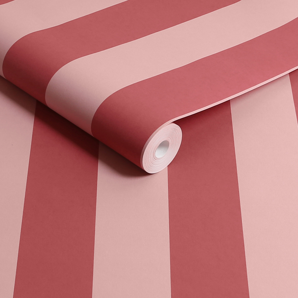 Cath Kidston Canopy Stripe Pink and Red Wallpaper Image 2