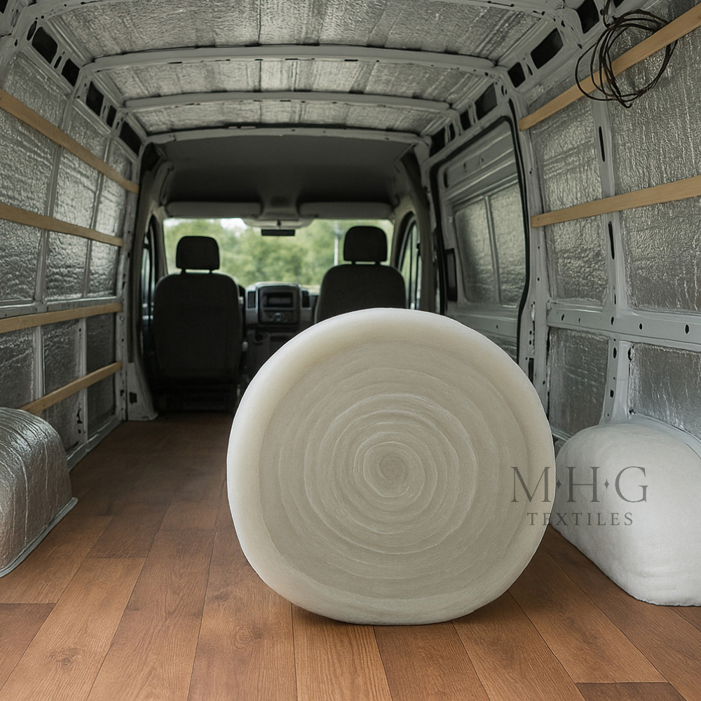 MHG Textiles White Non-Itch Polyester Thermal Lining Campervan Insulation Roll 5m x 570 x 50mm Image 3