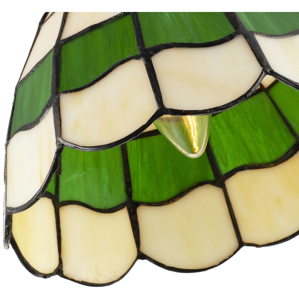 Happy Homewares Green and Amber Stained Glass Tiffany Pendant Lighting Shade Image 7
