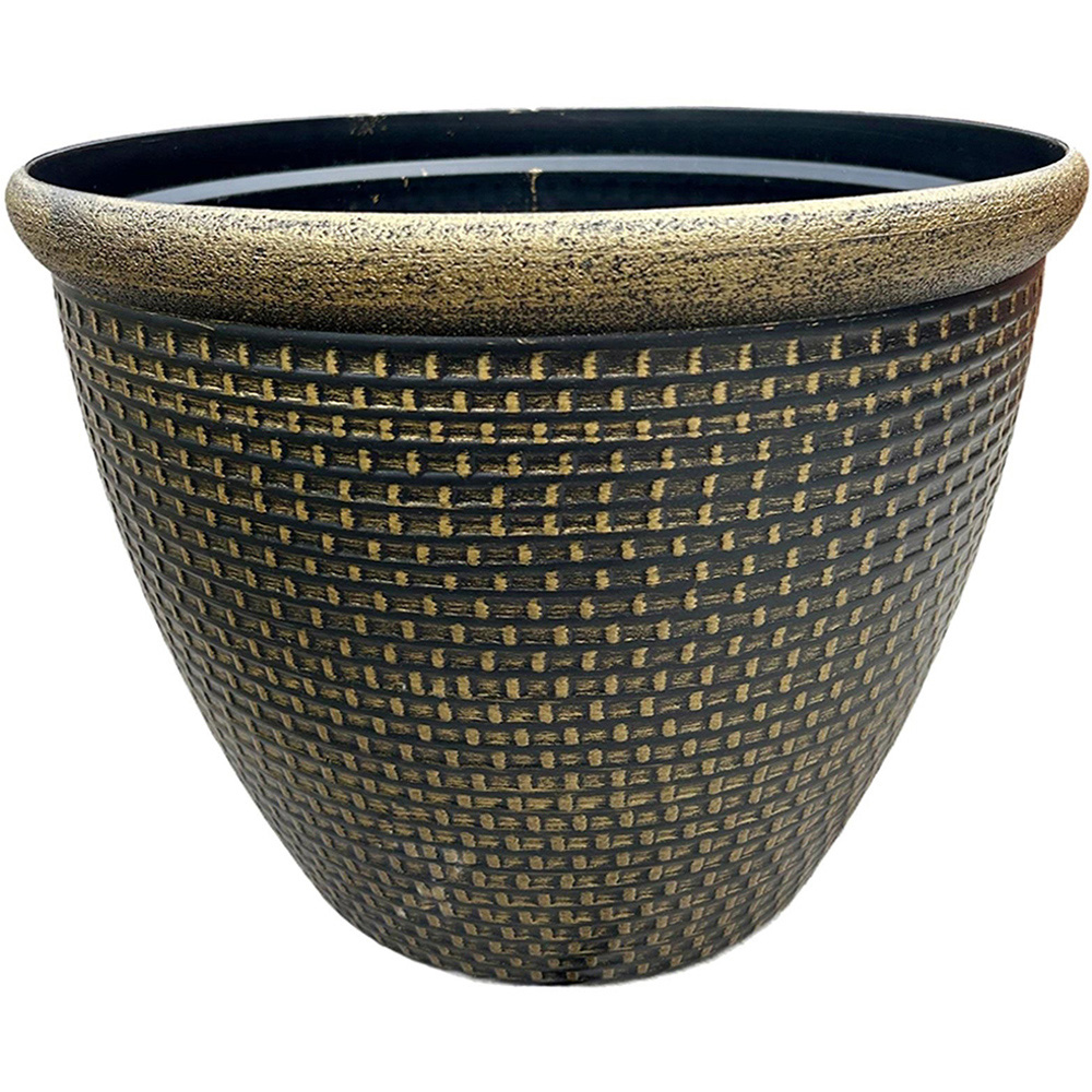 Gr8 Garden Cromarty Gold Plastic Round Plant Pot 36cm 2 Pack Image 3
