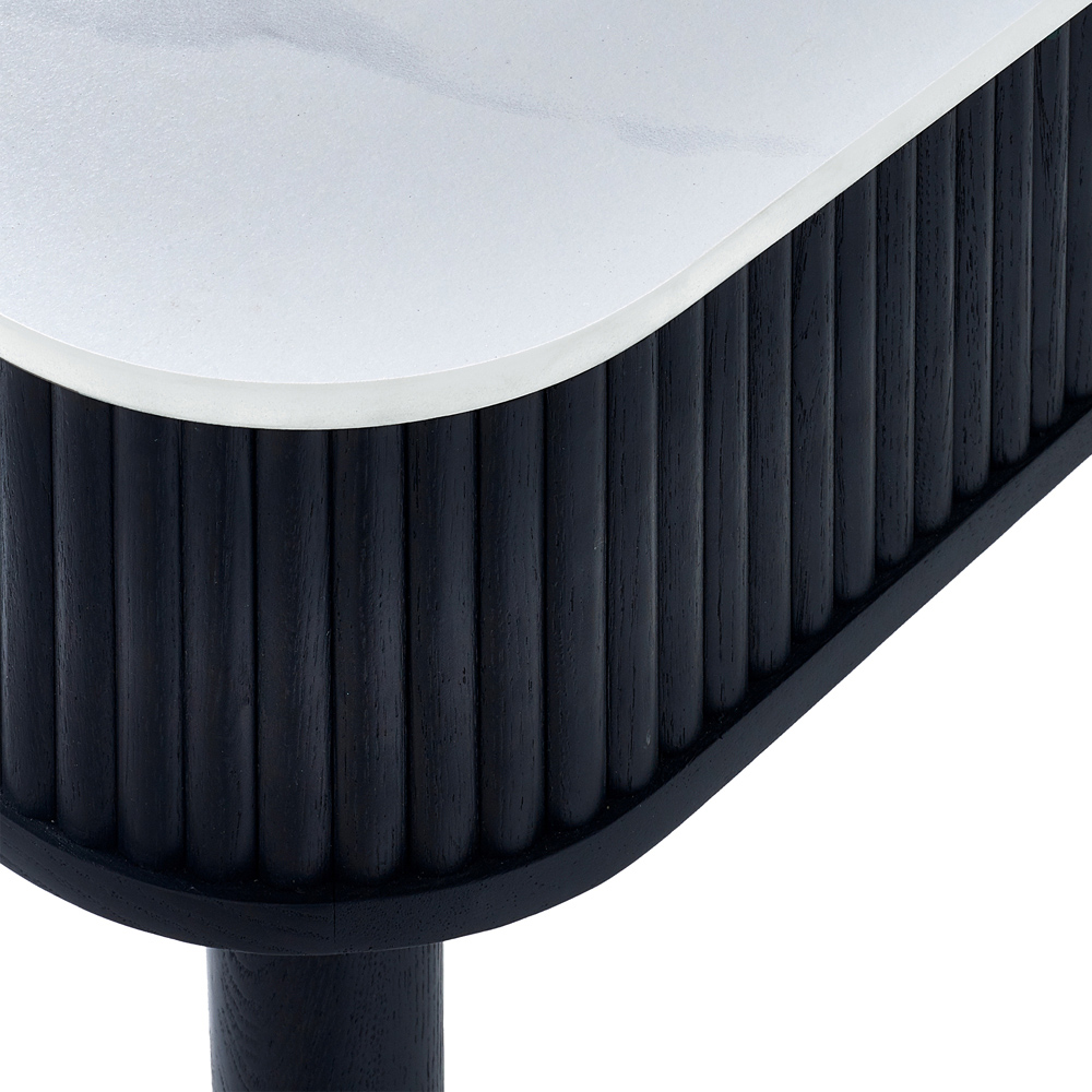 Julian Bowen Louis Fluted Stone Dining Table with Drawers White and Black Image 5