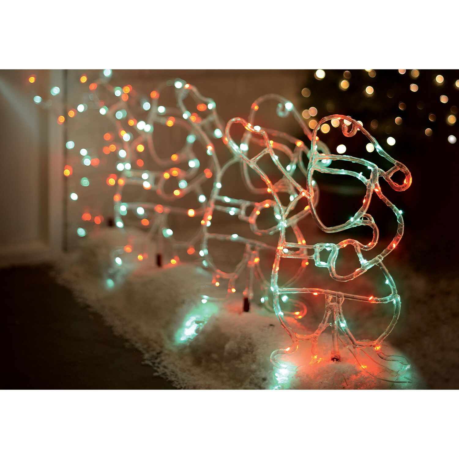 Set of 4 Santa Garden LED Stake Lights - Red & Green Image 2