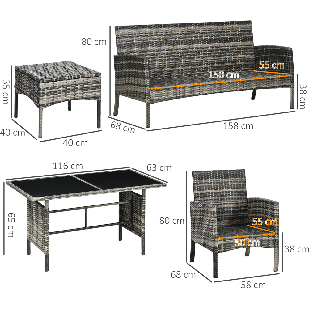 Outsunny 7 Seater Rattan Sofa Lounge Set Image 7