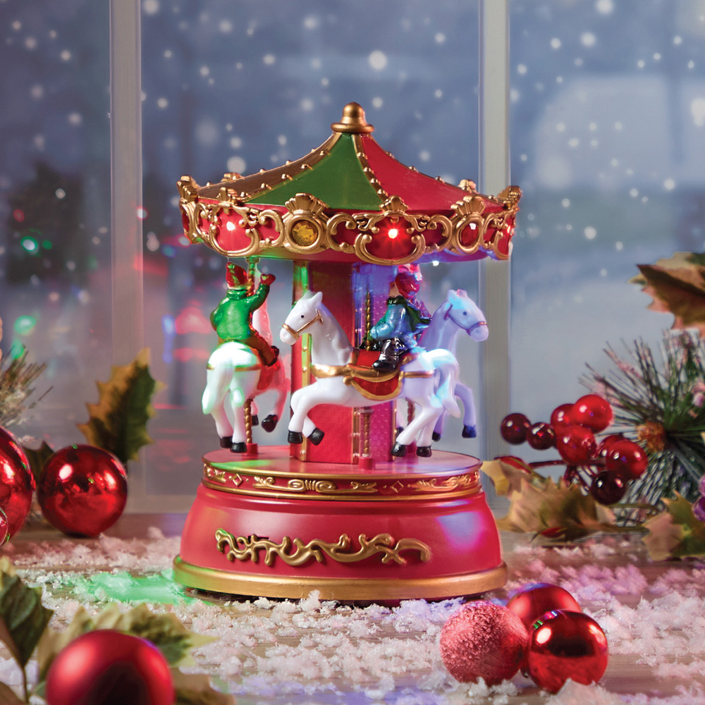 The Christmas Workshop LED Rotating Carousel Decoration Ornament with Classic Carols Image 2