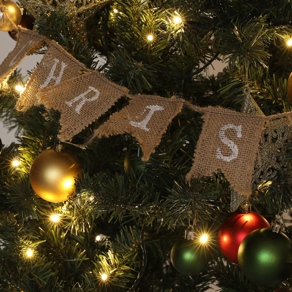 Everglow Warm White LED Pre-Lit Artificial Christmas Tree with Red Decorations 6ft Image 3