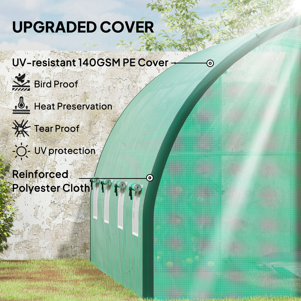 Outsunny 9.8 x 13ft Green Tunnel Greenhouse with Hinged Door Image 4