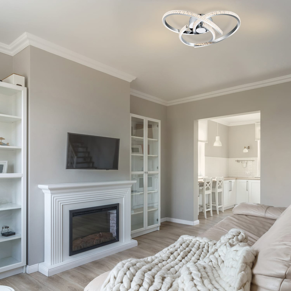 Cosylyte Moora 3 Light Chrome Curved Beaded LED Ceiling Light Image 6