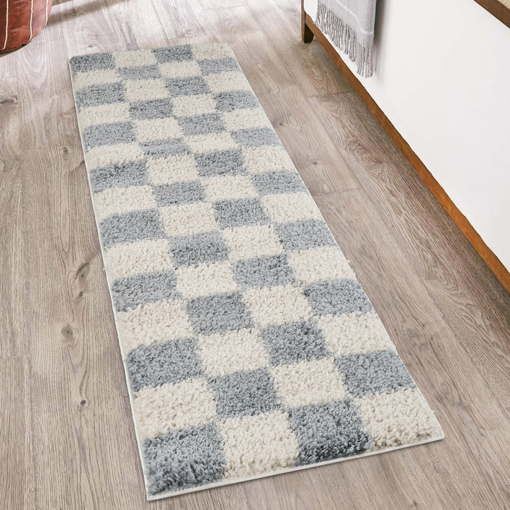Desire Rugs Chester Duck Egg Blue Shaggy Checkered Rug 120 x 170cm Image 6
