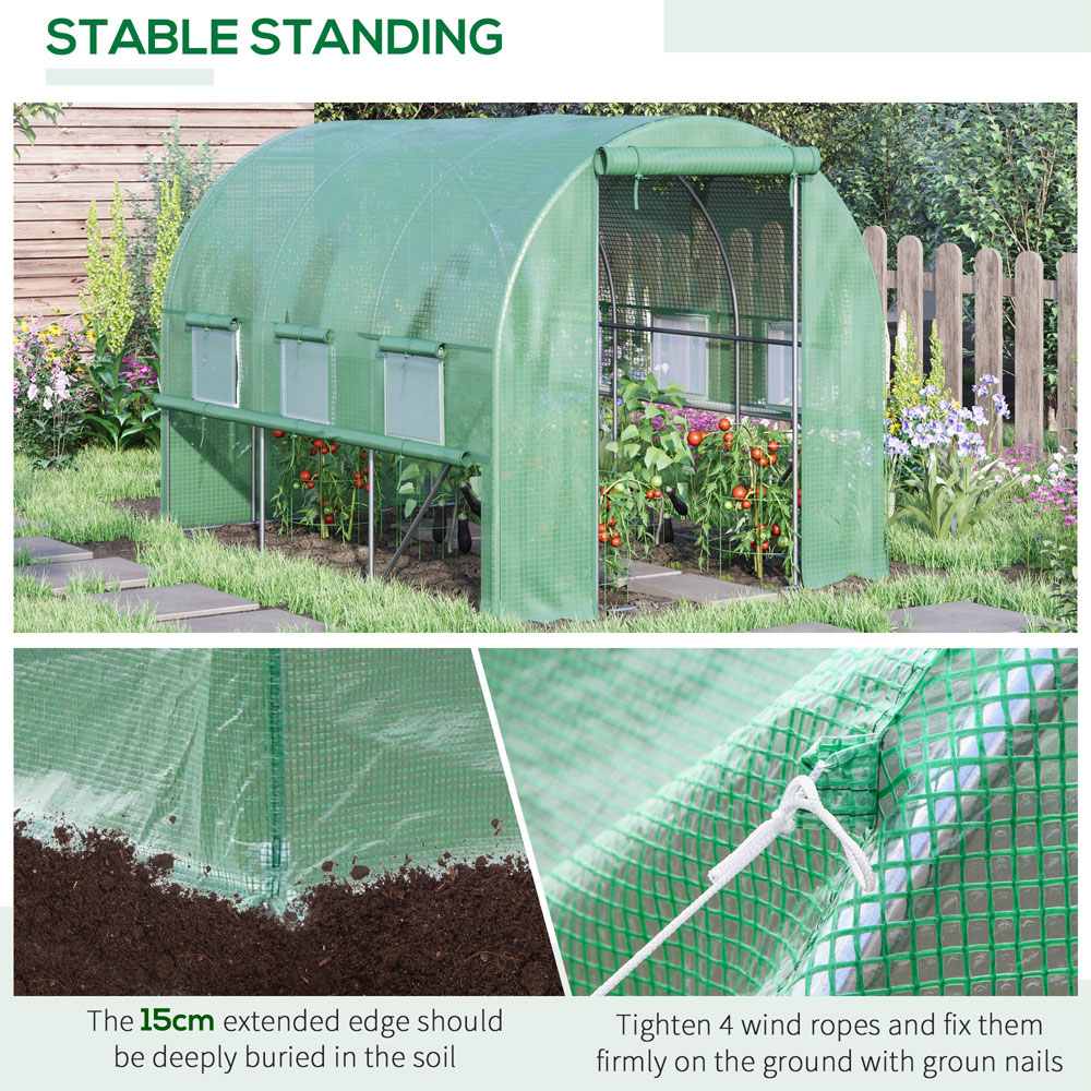 Outsunny Green 9.5 x 6.5ft Polytunnel Greenhouse Image 6