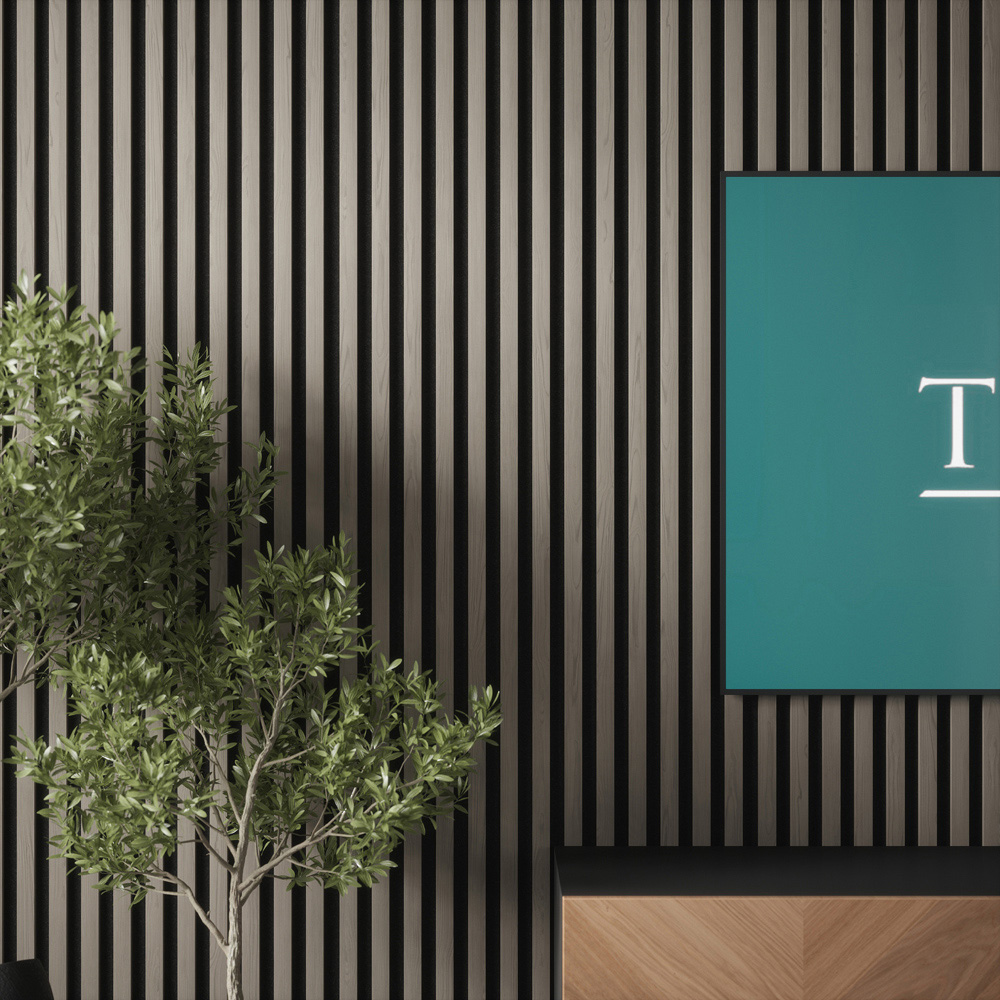 Tuscan Smoked Grey PVC Wrapped Acoustic Wall Panel 240 x 60.8cm Image 4
