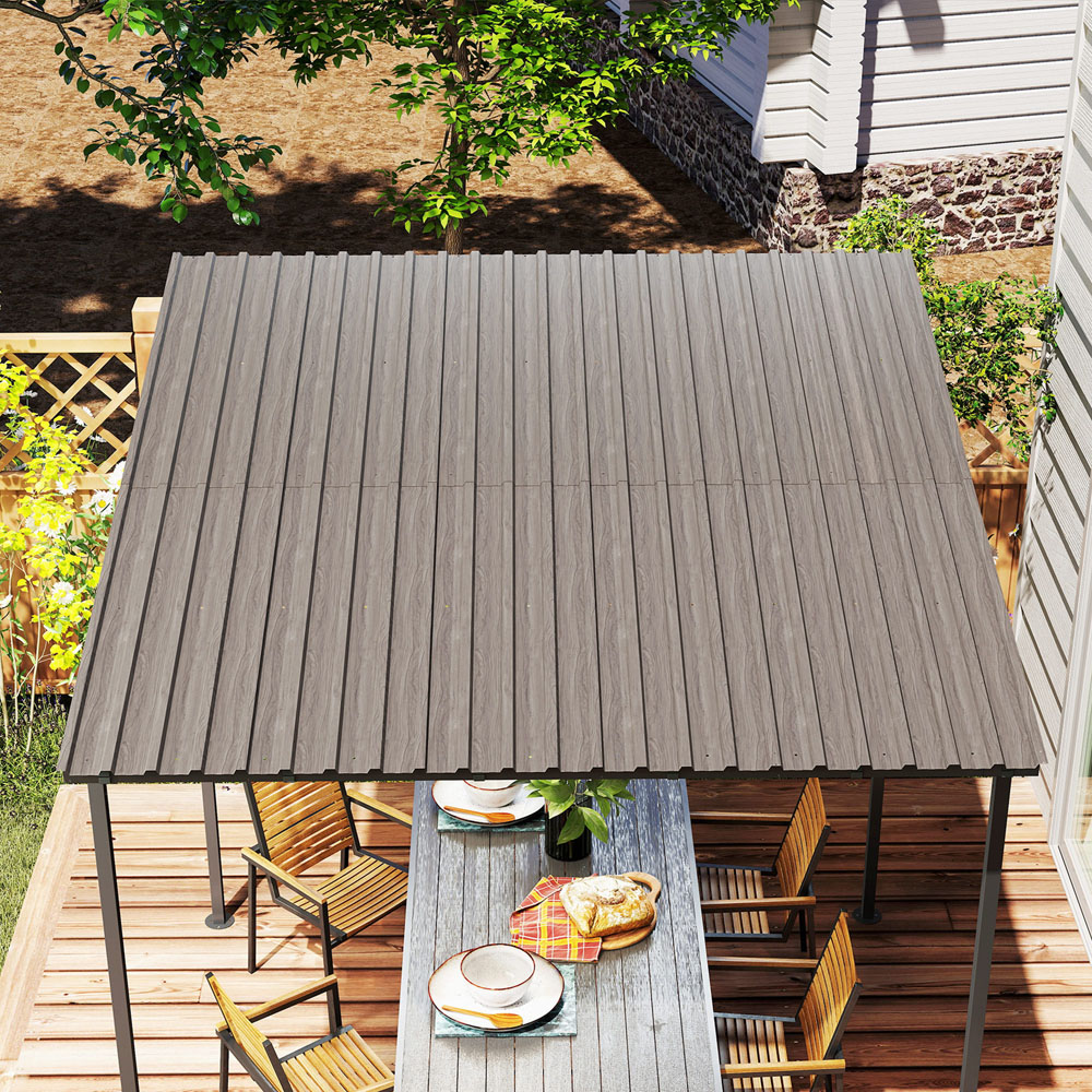 Outsunny Grey Wood Effect Metal Greenhouse Roofing Sheet 12 Pack Image 5