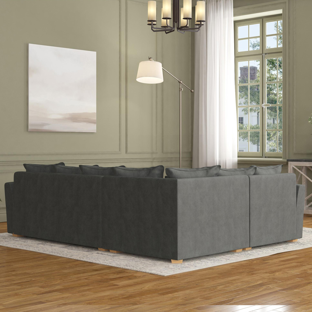 Wendleberry 3 Seater Steel Plush Velvet Scatter Back Left Hand Corner Sofa Image 6