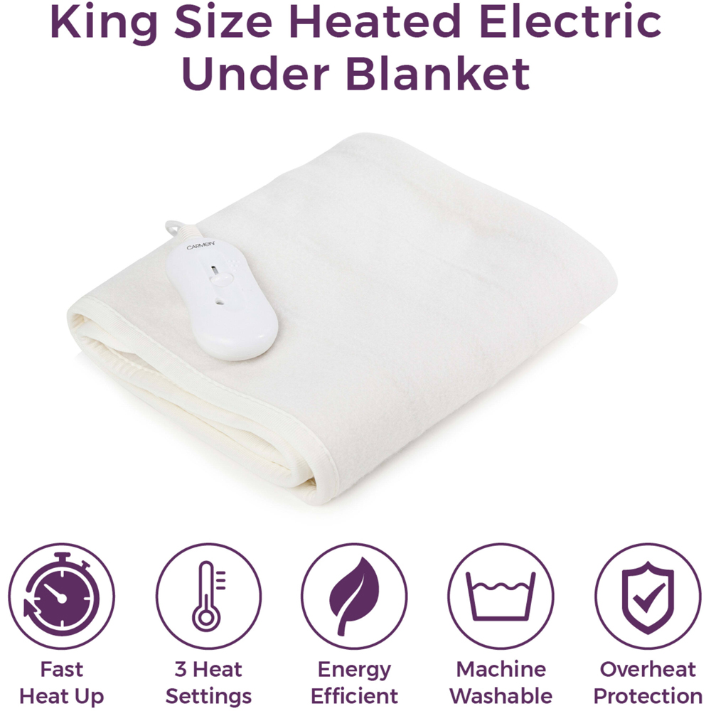 Carmen Super King Size White Heated Electric Under Blanket Image 2