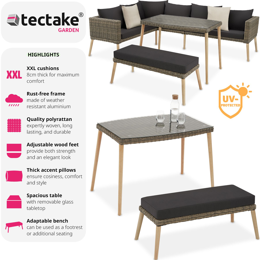 tectake Pula 7 Seater Natural Rattan Garden Corner Lounge Set Image 6