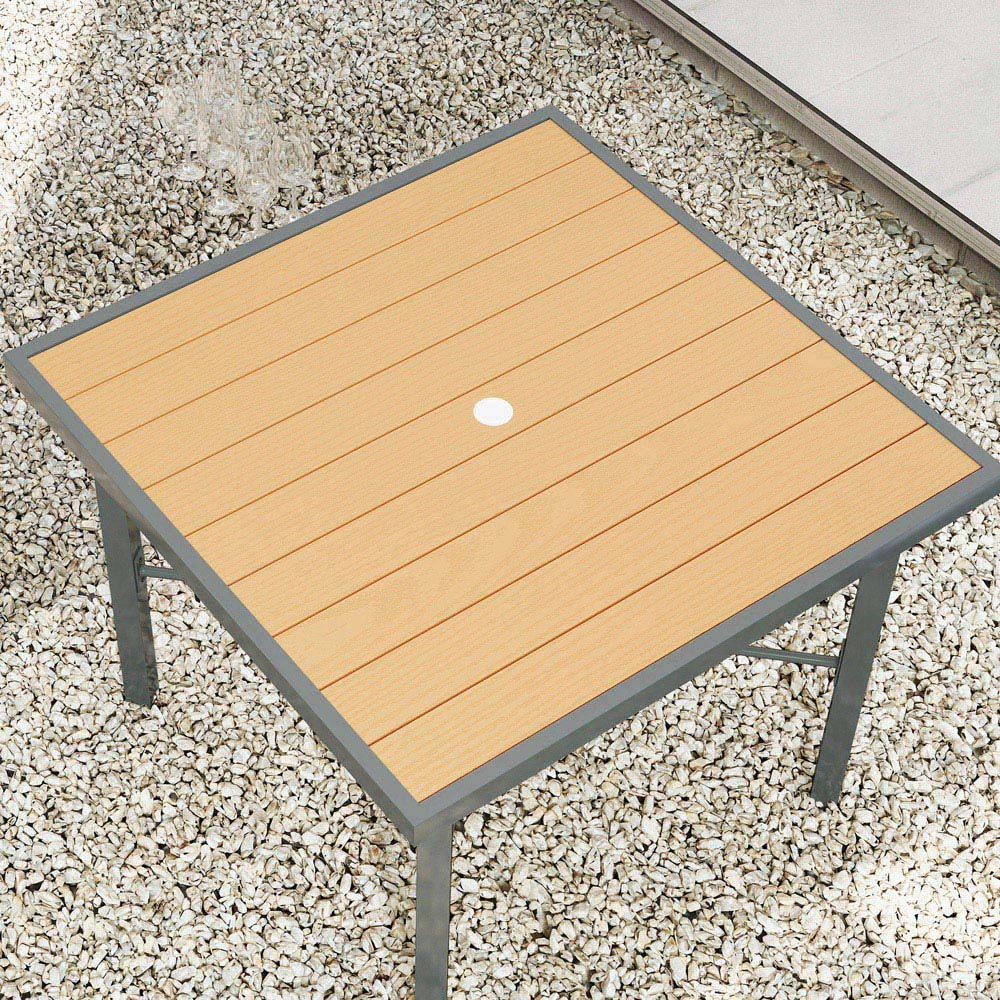 Outsunny 4 Seater Square Garden Dining Table with Umbrella Hole Image 3
