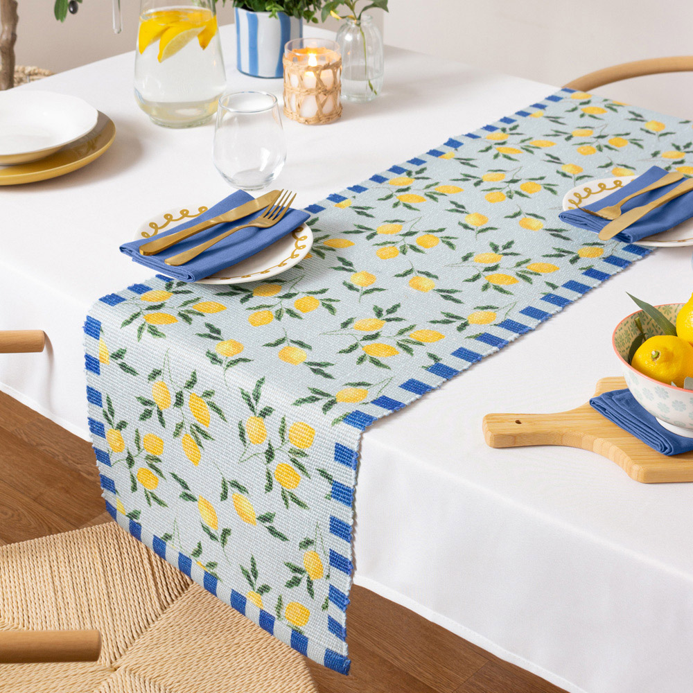 furn. Lemons Blue Table Runner 180 x 35cm Image 5