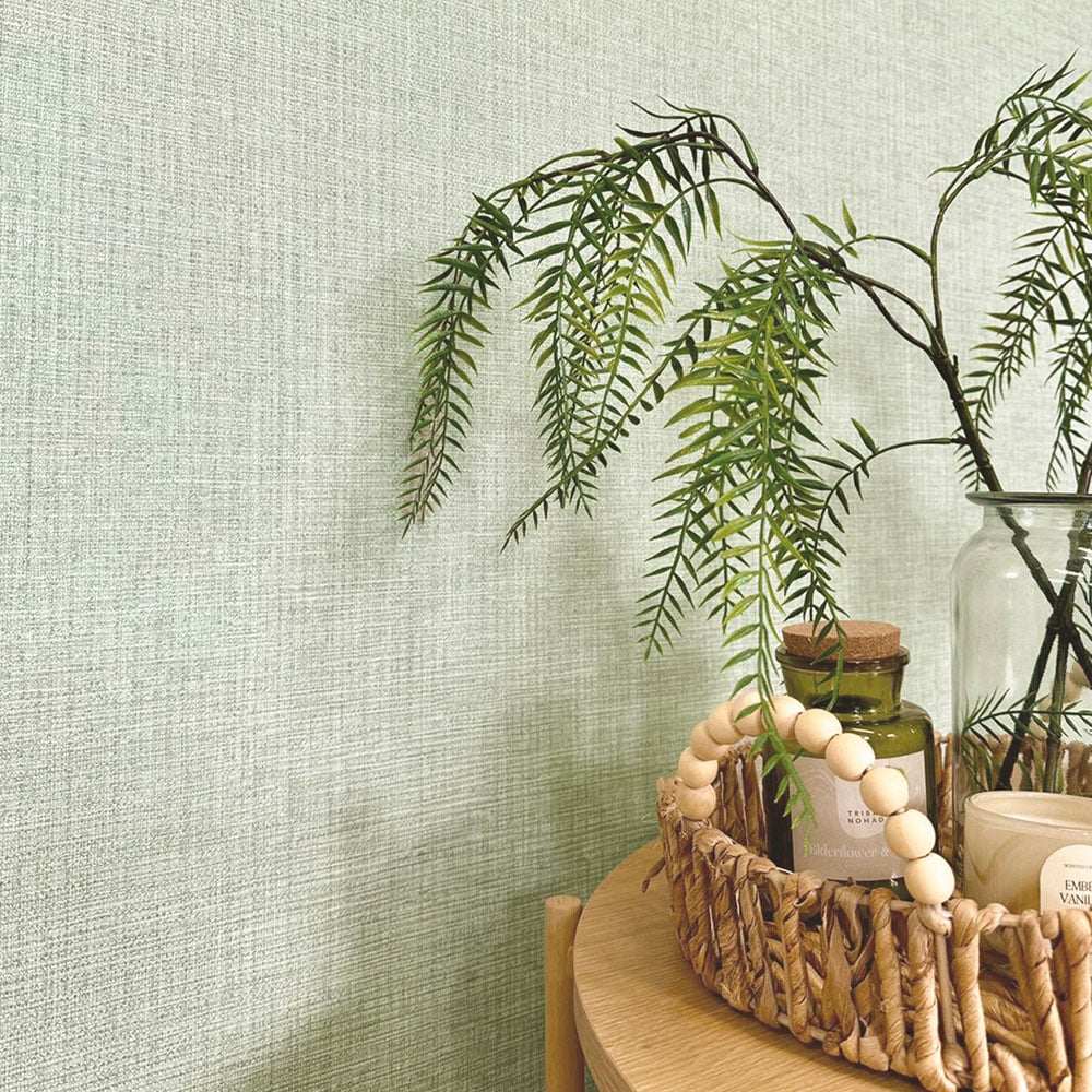 Belgravia Decor Grasscloth Texture Sage Vinyl Wallpaper Image 3