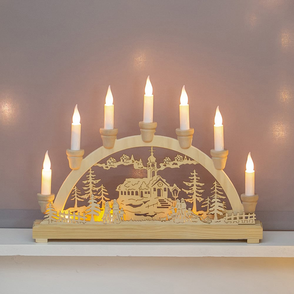 The Christmas Workshop LED Wooden Candle Bridge Decoration Image 2
