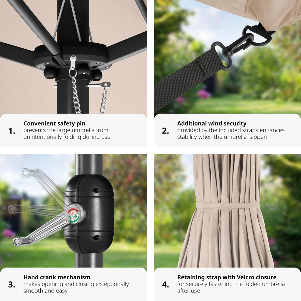 tectake Silia Beige Extra Wide Parasol 4.6 x 2.7m Image 4