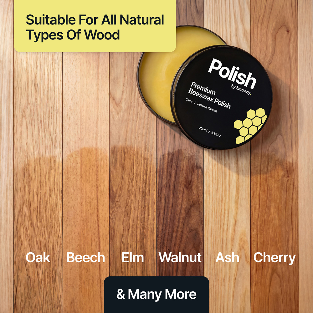 Hemway Premium Natural Clear Beeswax Furniture Polish 200ml with 2 Lint-Free Cloths Image 5