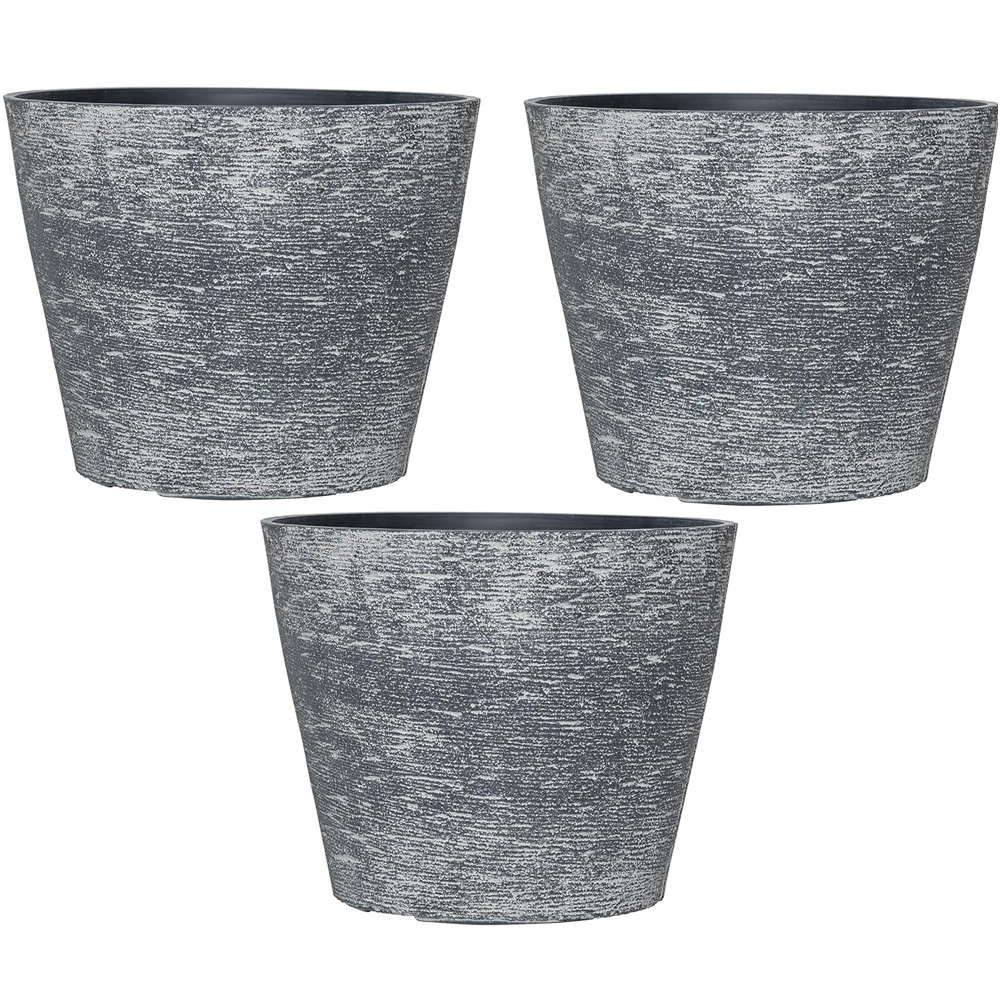 Garden Gear Grey Stone Effect Planter 36.5cm 3 Pack Image 1