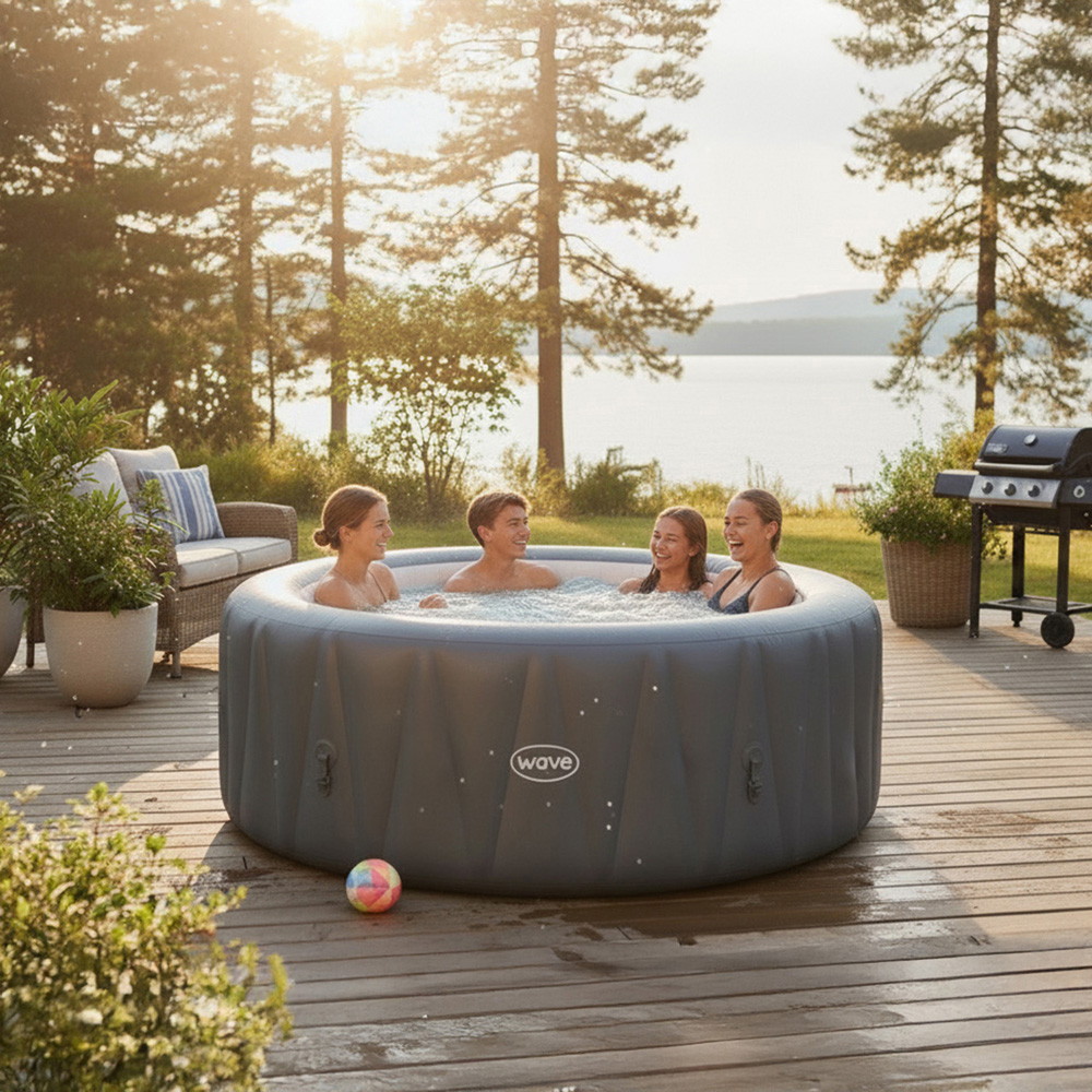 Wave Atlantic 6 Person Slate Rattan Inflatable Hot Tub 65 x 208cm Image 2