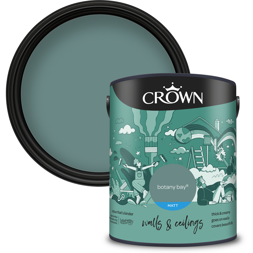 Crown Walls and Ceilings Botany Bay Matt Emulsion Paint 5L Image 1