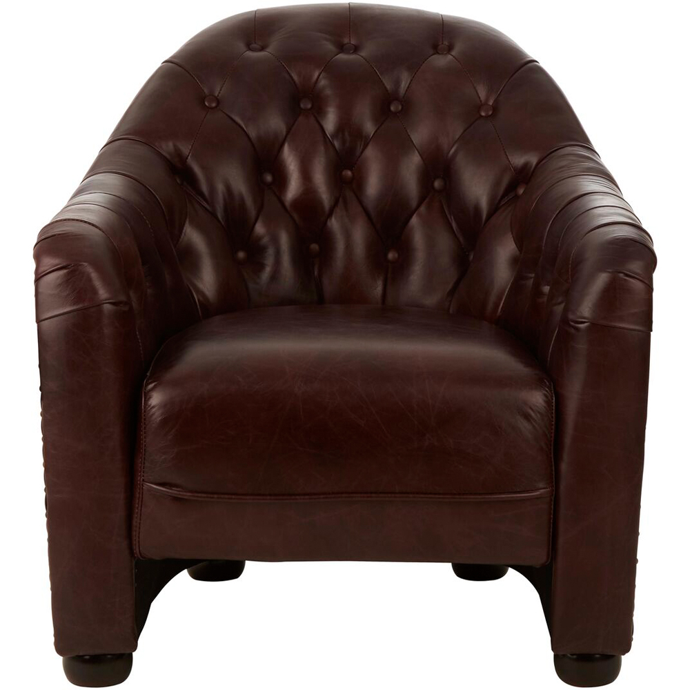 Premier Housewares Victor Brown Leather Tub Chair Image 3