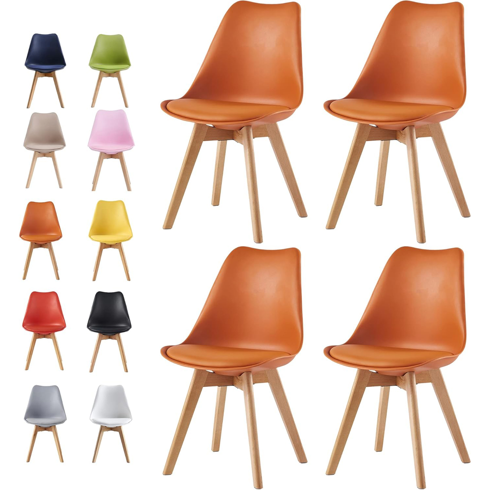 Eva Set of 4 Orange Padded Dining Chairs Image 7
