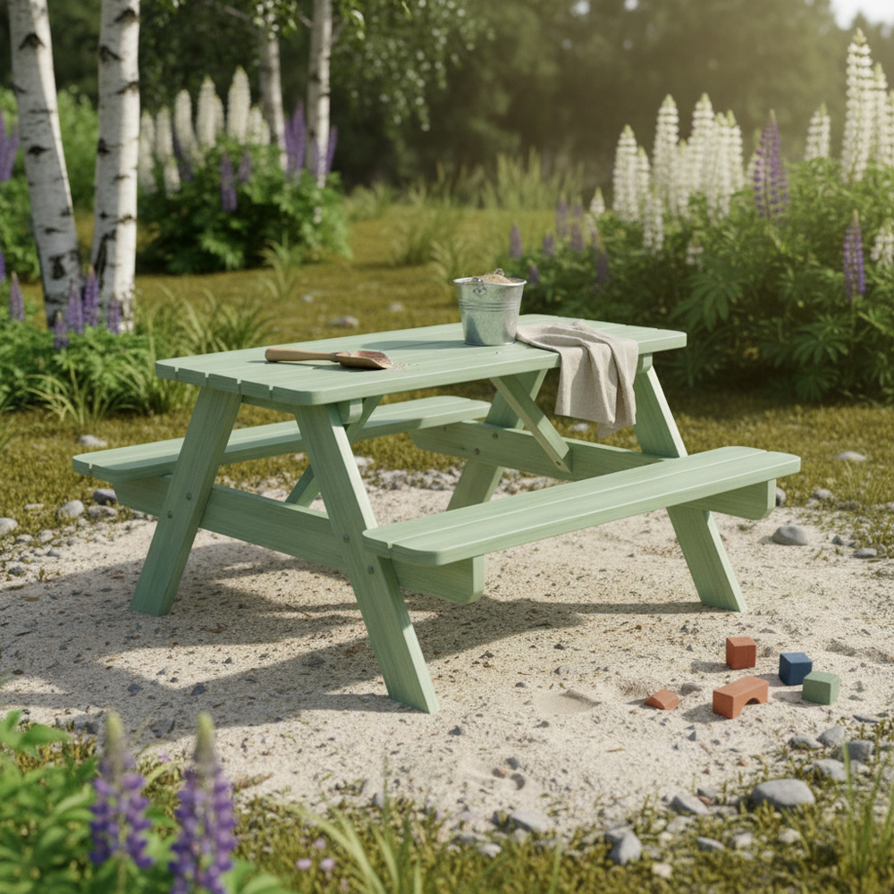 AMATA Pastel Green Kids Wooden Garden Table with Interchangeable Top Image 6