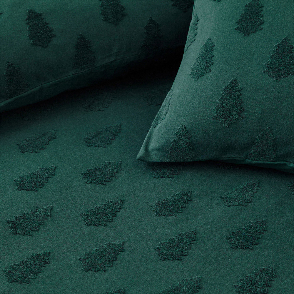 furn. Yard Tufted Tree King Size Green Festive Duvet Cover Set Image 3