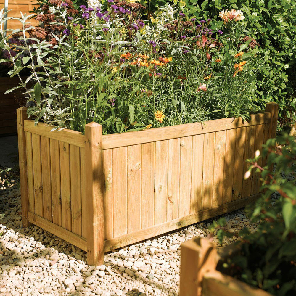 Rowlinson Natural Softwood Rectangular Patio Planter 50 x 100 x 50cm Image 2