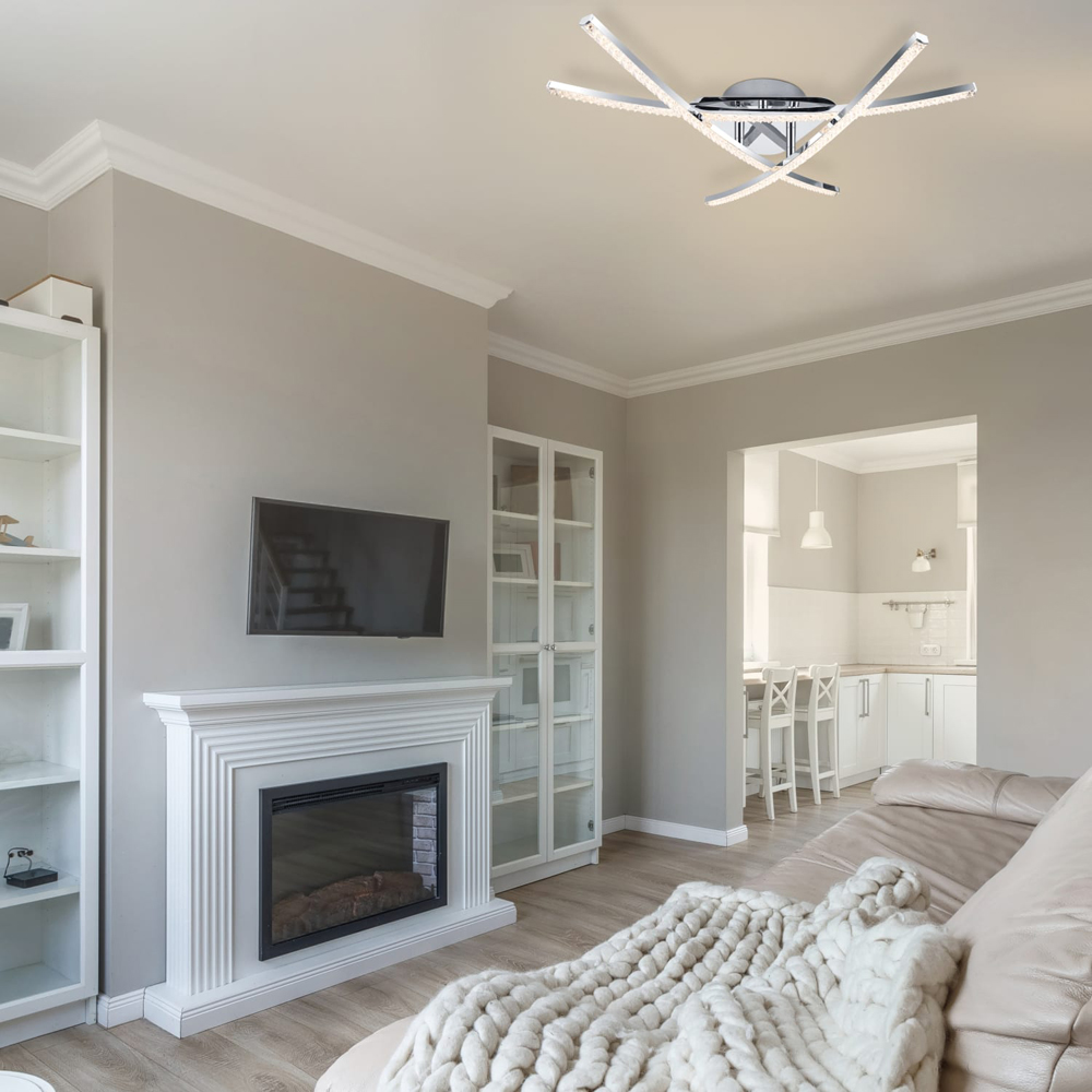 Cosylyte Samford 3 Light Beaded Chrome LED Flush Ceiling Light Image 6