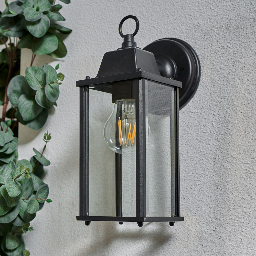Zink Ceres Black Bevelled Glass Lantern Wall Light Image 2
