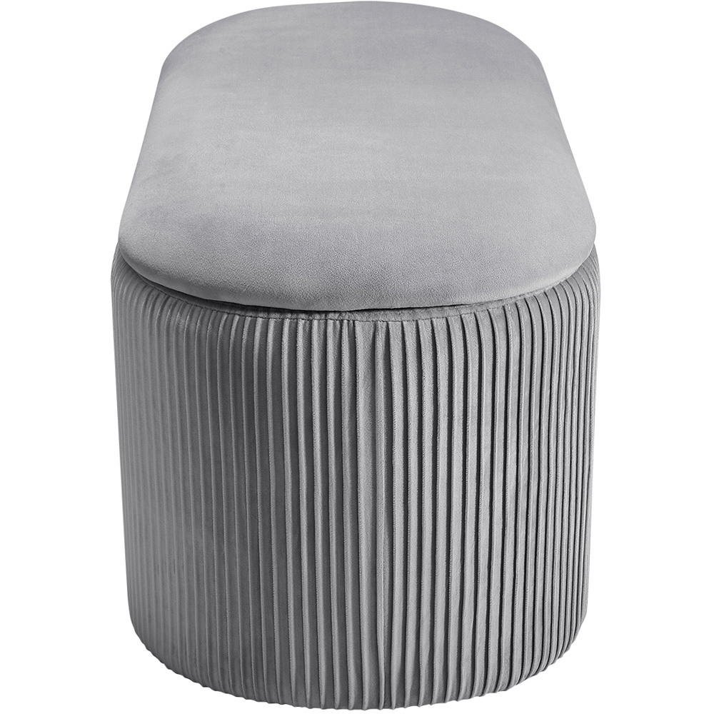 Living and Home Grey Pleated Storage Ottoman Image 4