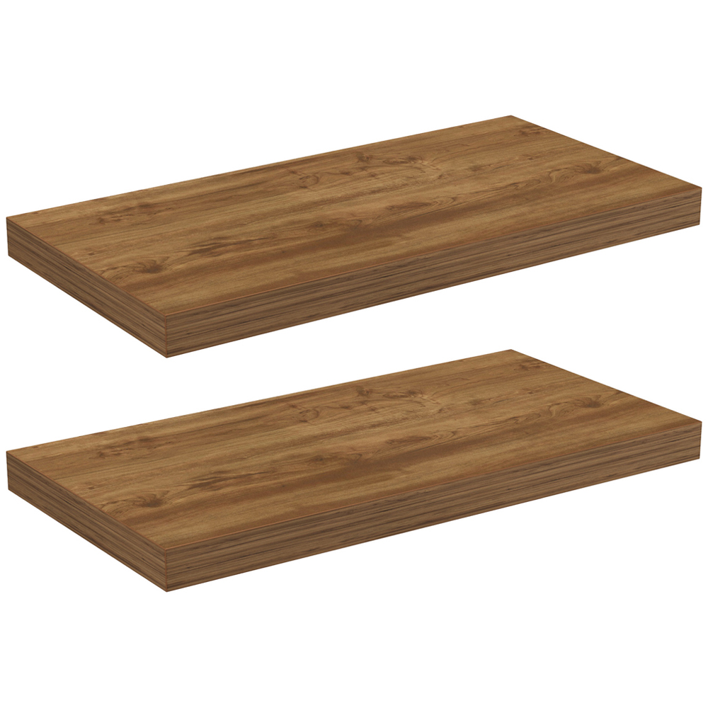 Homebase 60cm Mango Wood Effect Floating Shelf 2 Pack Image 1